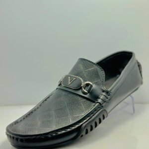 Black Luxe V-Buckle Loafers