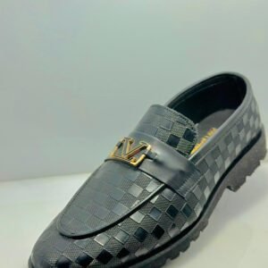 Black Luxe Patterned Buckle Loafers